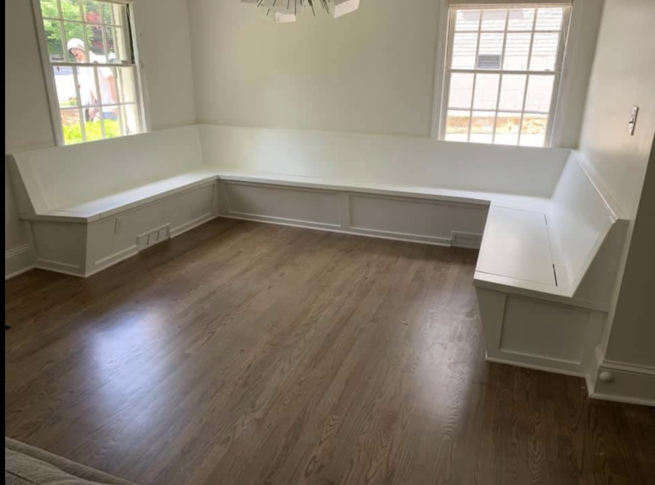 White sitting area built-in closed