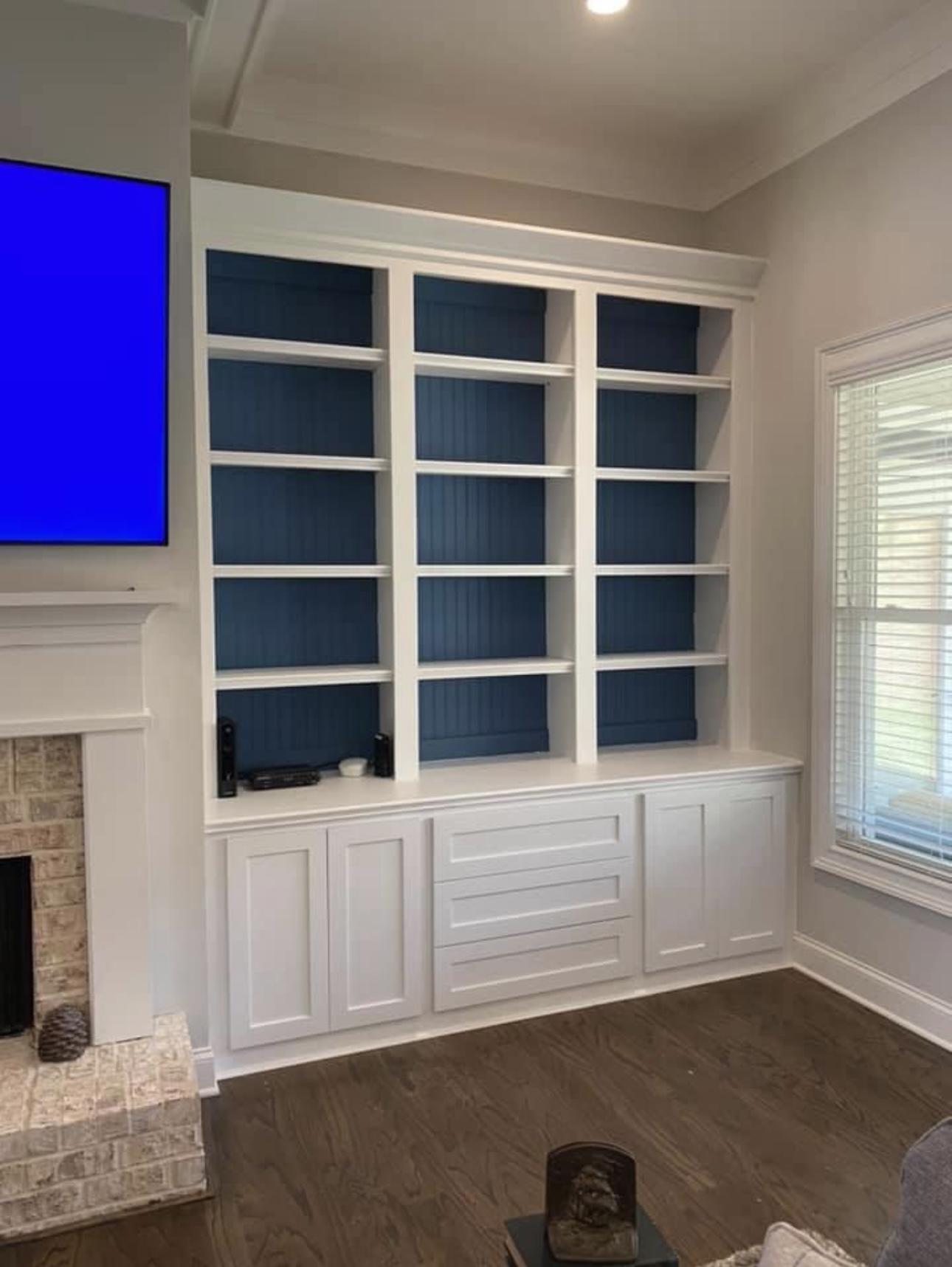 White built-in entertainment center