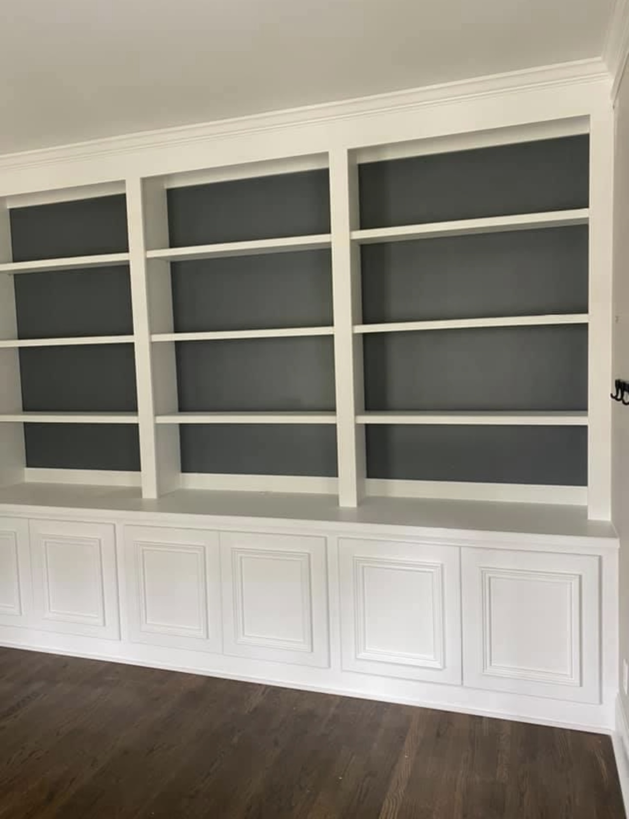 Office shelving with panel door storage