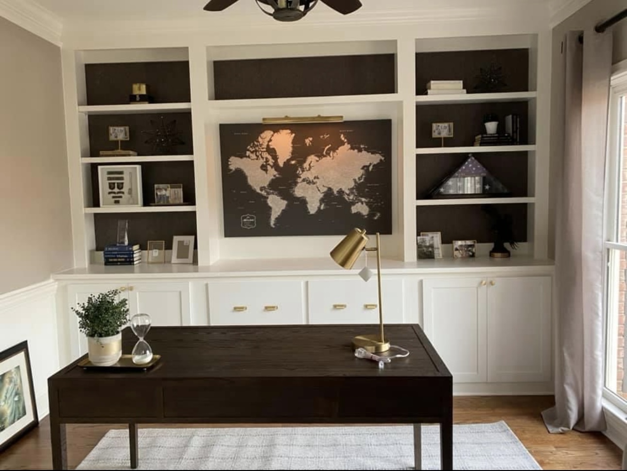 White entertainment center built-in